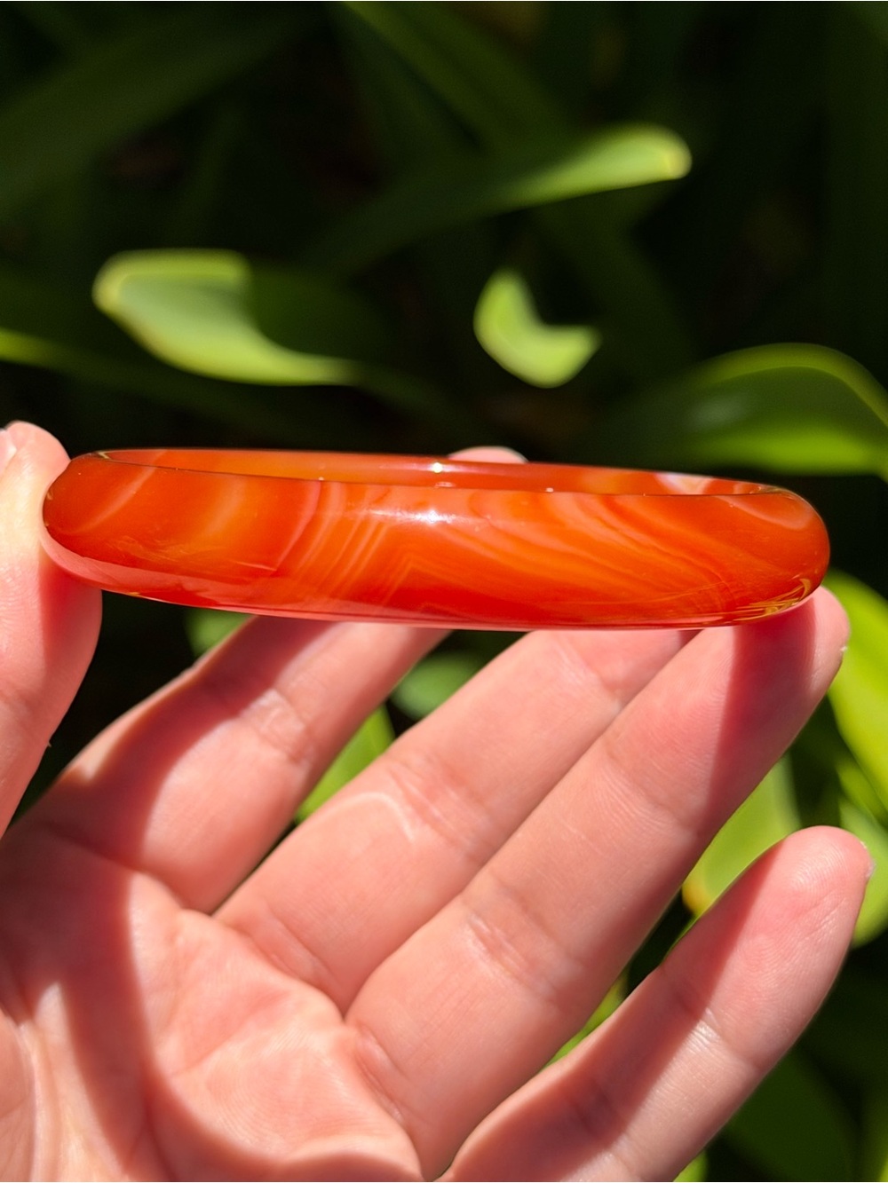 60mm Inner Diameter Orange Banded Agate Bangle Bracelet 1961